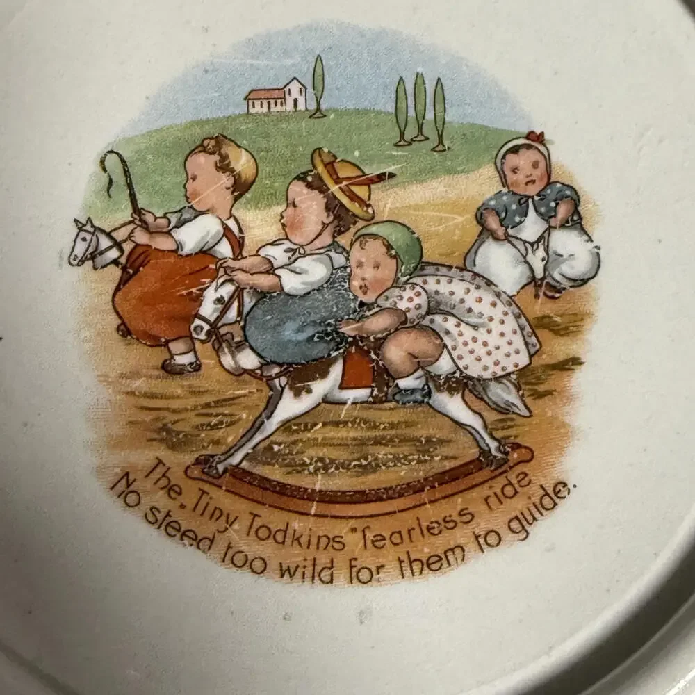 Royal Baby Plate Co The tiny todkins fearless ride 1905‎ VTG Collectible Antique